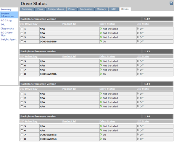 ILO様　確認用ページ アドバイザリ: HP Integrated Lights-Out 2 (iLO 2) - iLO 2の[Drive