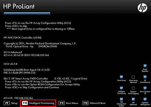 Установка intelligent provisioning на hp proliant gen 8