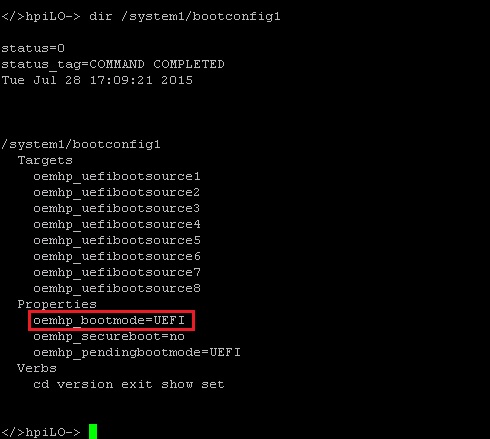 Hp Proliant Dl Gen Server How To Check Boot Mode Uefi Legacy By Ilo Cli