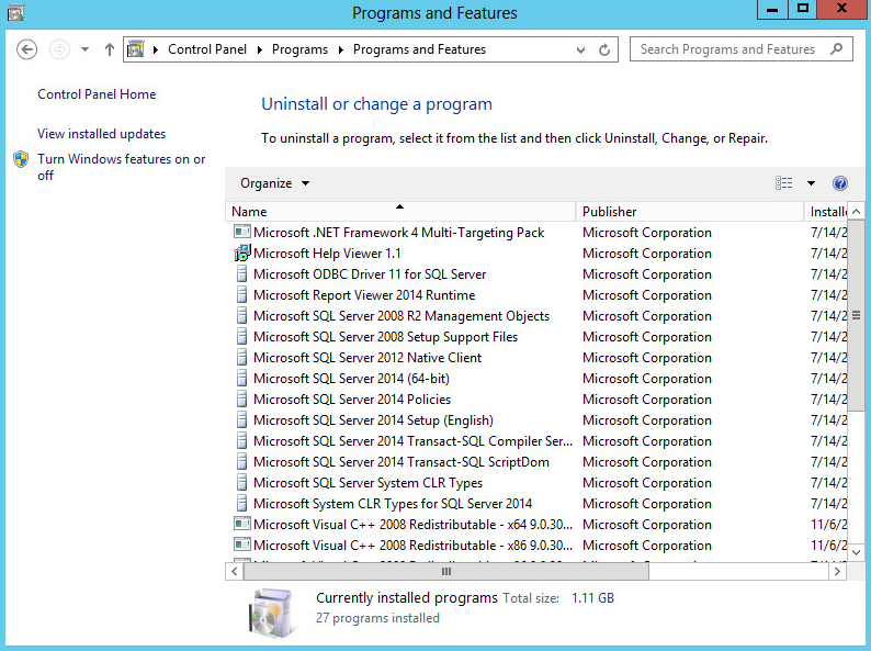 Uninstalling SQL Server 2014