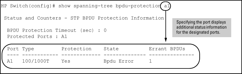 Viewing BPDU protection status