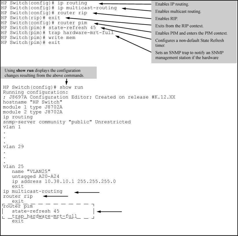 Configuring PIM-DM on a routing switch at the global level