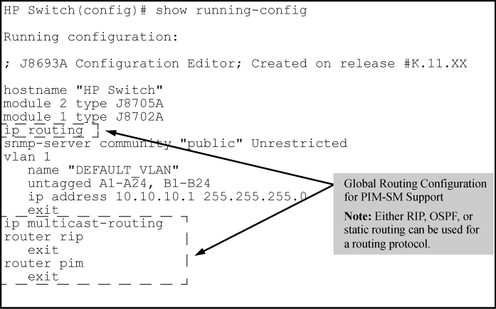 Displaying the running configuration