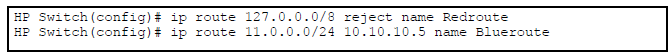 Configuring Names for Static Routes for IPv4