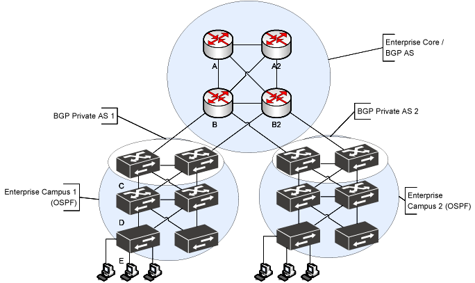 Multiple internal AS deployment with Campus iBGP solution