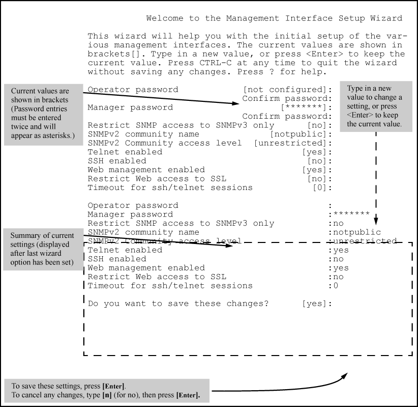 Management Interface wizard configuration