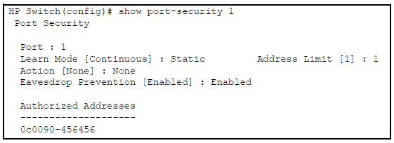 Port A1 after removing one MAC address