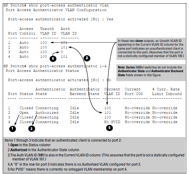 Example showing ports configured for Open VLAN mode