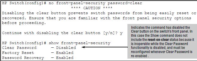 Disabling the Clear button and displaying the new configuration