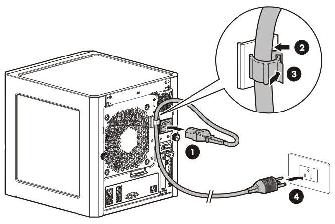 Connecting the power cord to the server