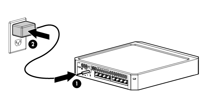 Connecting the wall-mount power adapter to the switch