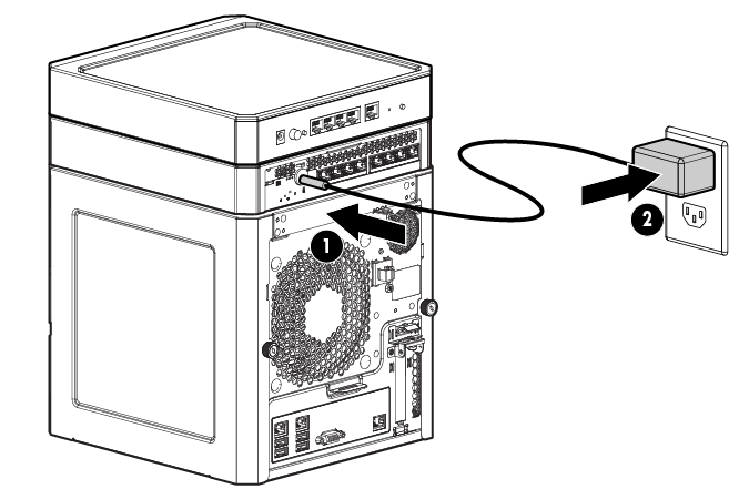 Connecting the wall-mount power adapter to the switch