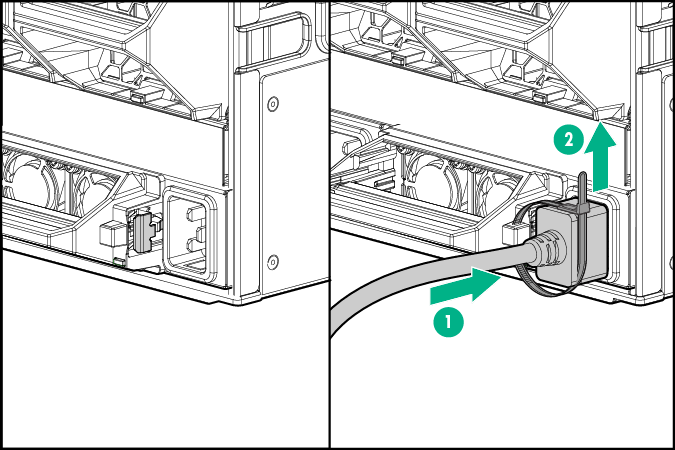 Connecting the power cord to the power supply using the tie wrap